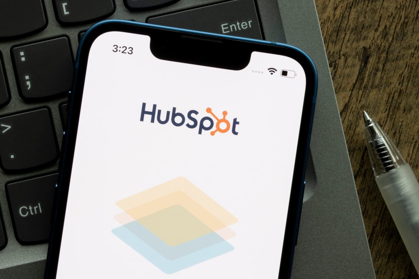phone with the word hubspot on it
