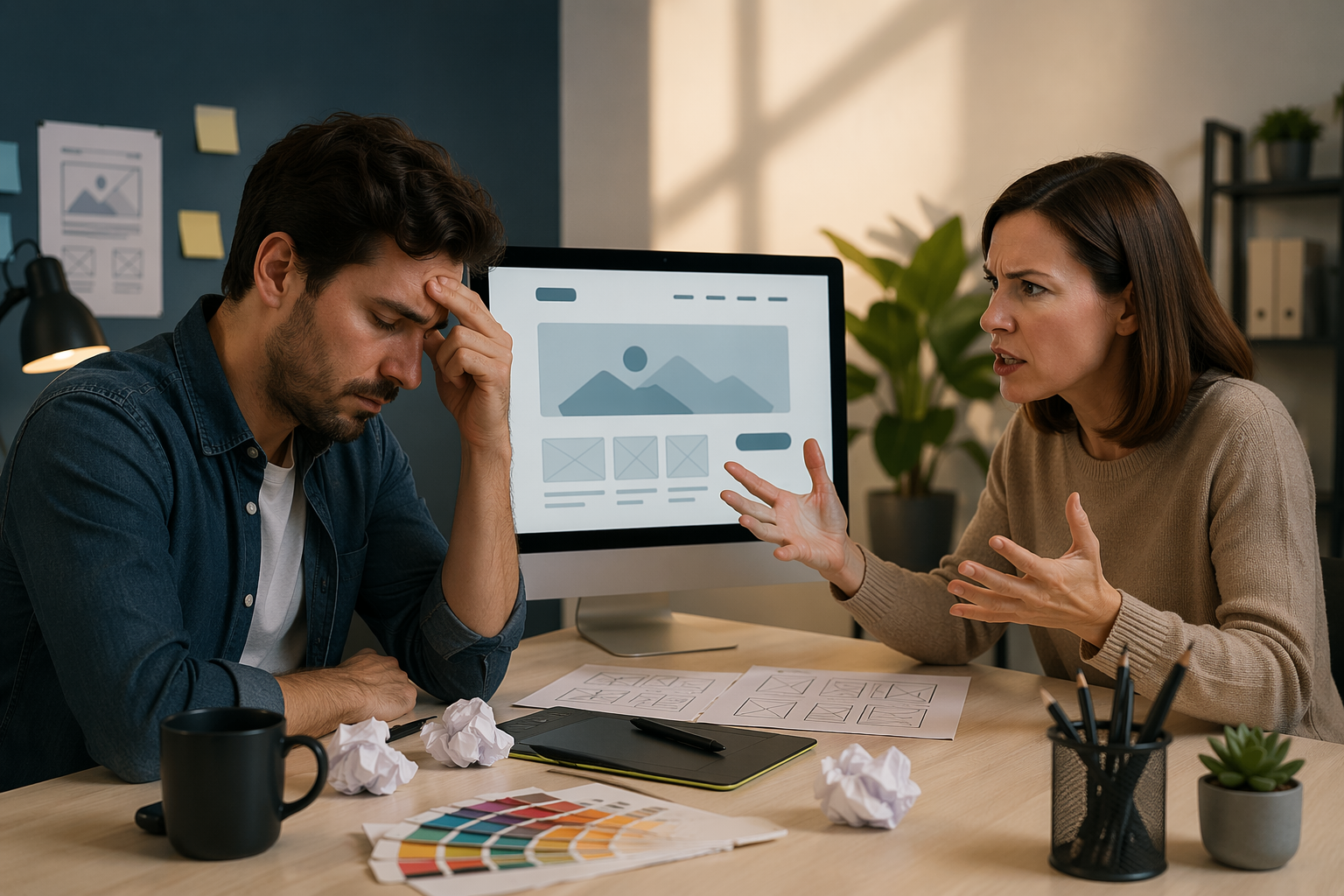 Tense debate in the design studio