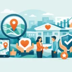 Illustration of a nonprofit building trust in its community through local search and a map pin